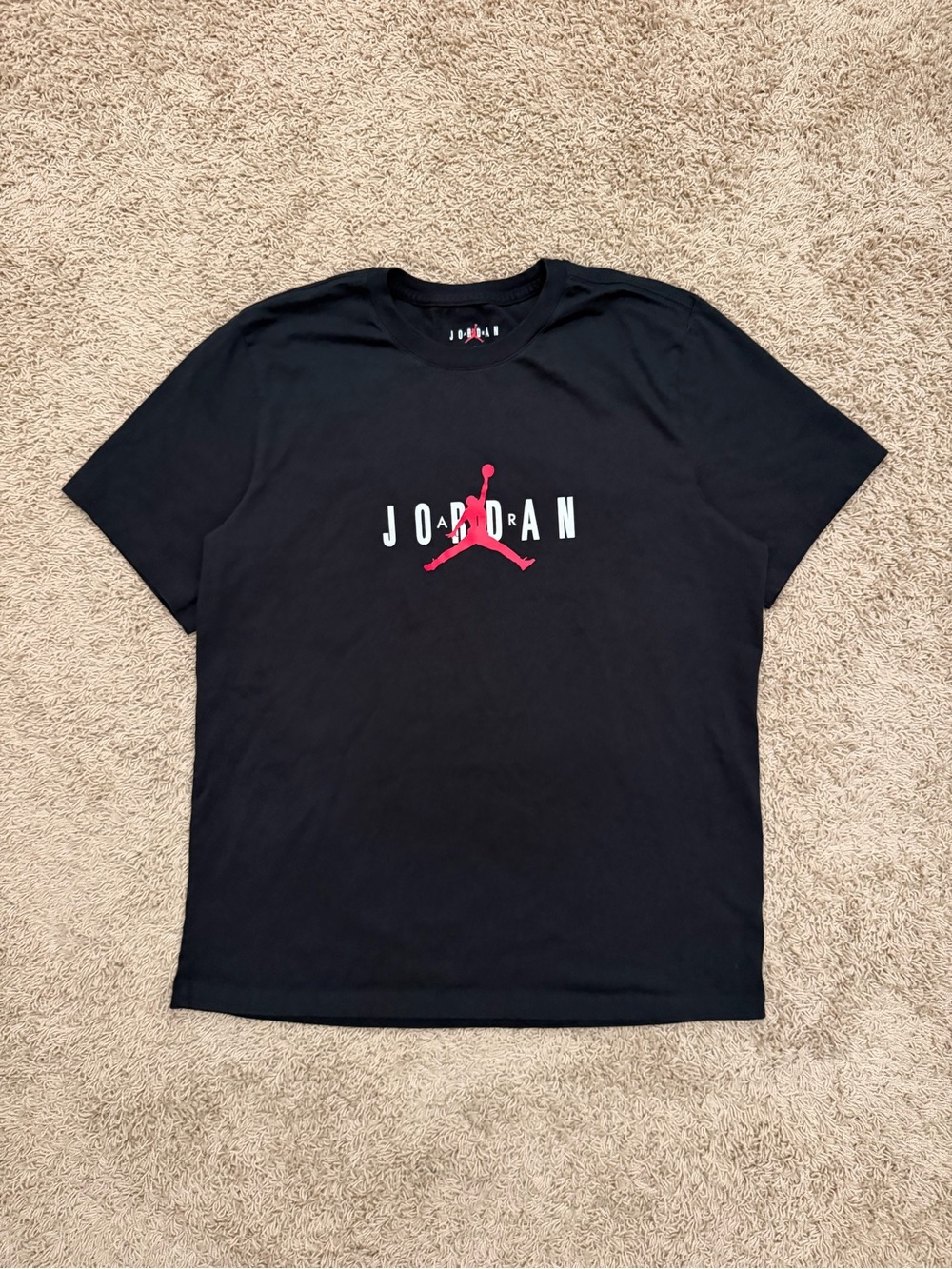Jordan Mens XL Black Red Jumpman Logo Graphic Short Sleeve Double Sided T-Shirt